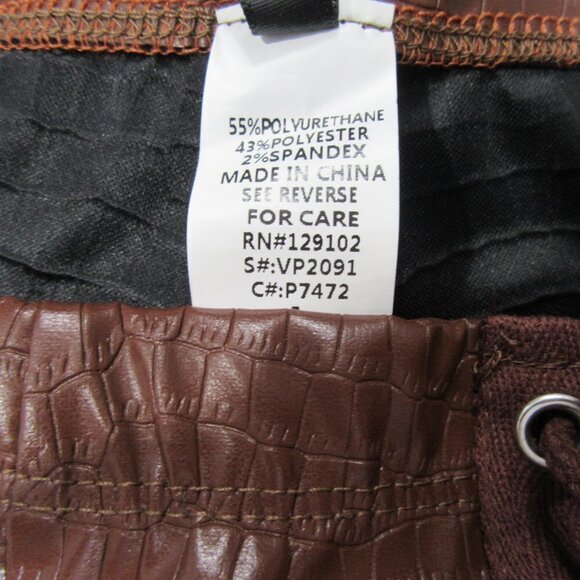 Brown Faux Leather Flares Croc Print Pants
New - Picture 7 of 7
